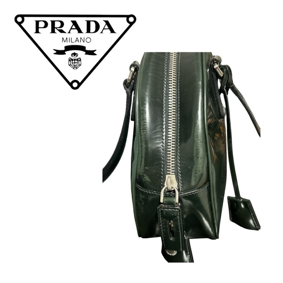 Prada Dark Green Spazalotta Print Bowling Bag - Picture 7 of 11